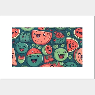 Excited Happy Watermelons Posters and Art